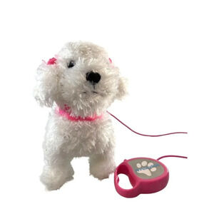 Meva Fuzzy Pals Walking/Barking/Panting Puppy Remote Control Leash White/Pink Ki